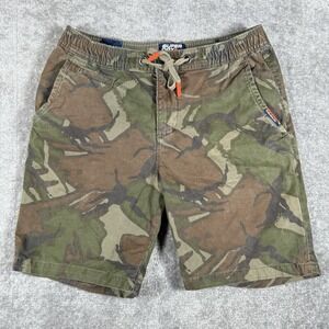 Superdry Shorts Men's 30 Green Camoflauge Sun Scorched Chino Drawstring Casual